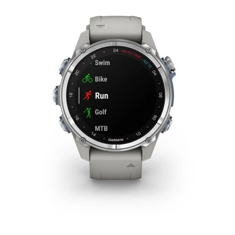 Смарт часы Garmin Descent Mk3 (43 мм) из нержавеющей стали с силиконовым туманно-серым ремешком