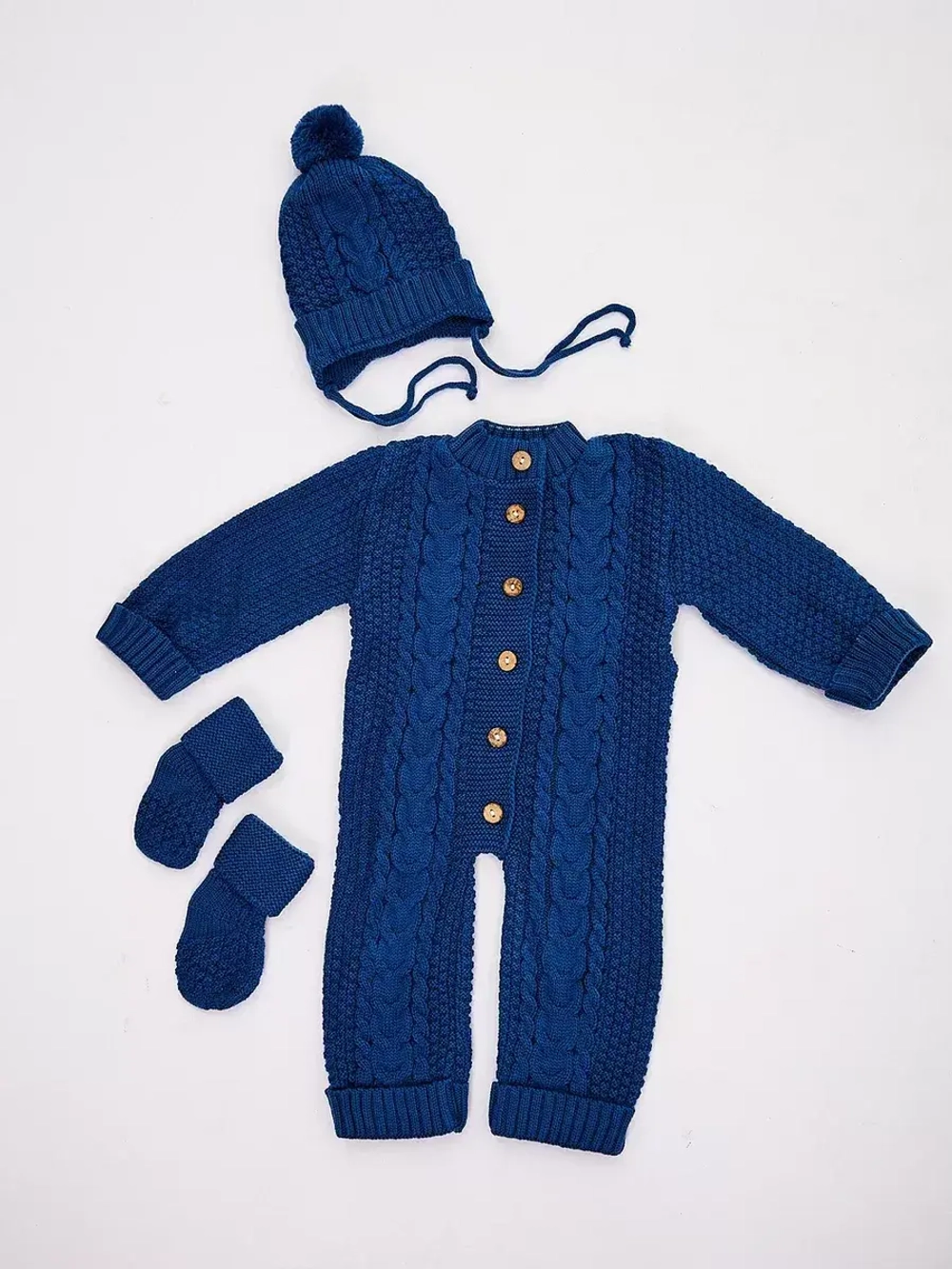 вязаный комбинезон для новорожденных