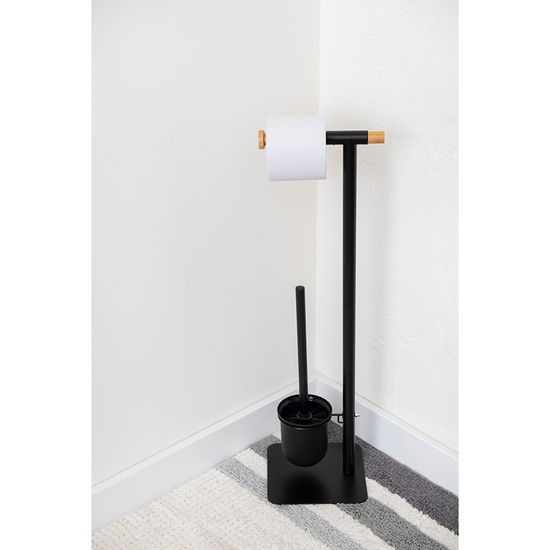 Держатель для туалетной бумаги с подвесным ершиком mats, черный