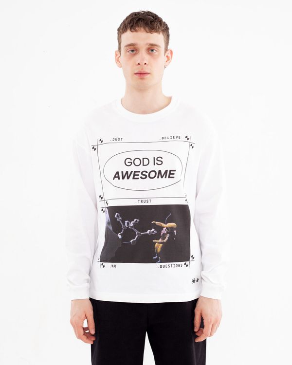 Лонгслив Artem x Kuzma God is awesome белый - фото 1