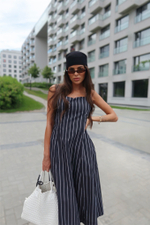 Платье в полоску из хлопка в длине миди