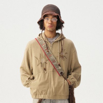 Худи Nothomme Monterest vintage variegated textured curved silhouette hooded