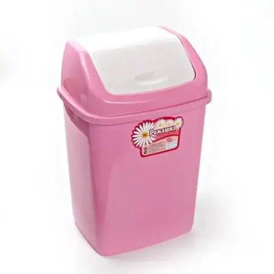 Ведро для мусора»Ромашка»5л с перекидным верхом Эльфпласт) (Р)