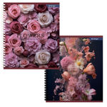 Тетрадь 48л., клетка, Alingar, гребень, блок офсет, мелованный картон (стандарт), "Blossom"