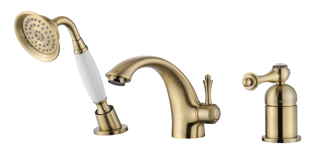 Смеситель на борт ванны GZ77133-D однорычажный латунный, бронза