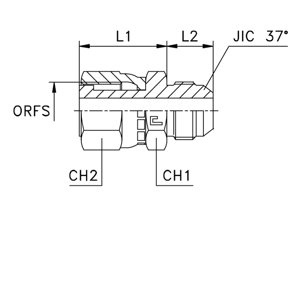 Адаптер AS D08-10 ORFS 11/16 - JIC 1/2