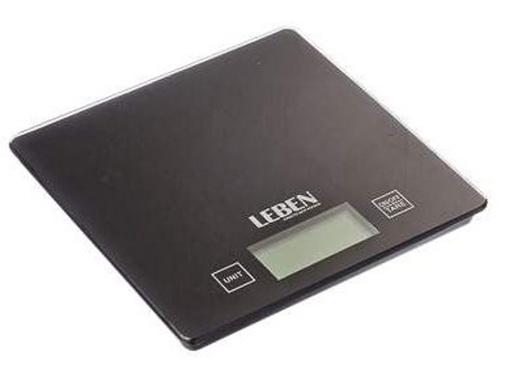 Весы кухонные электронные LEBEN нагрузка до 5кг стеклянная платформа (24шт/кор)