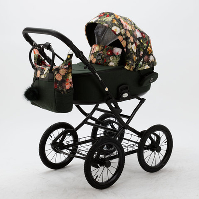 Универсальная детская коляска Adamex Porto Retro Flowers FL-6 (3в1)