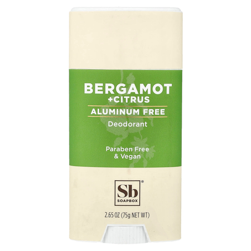 Soapbox, дезодорант без алюминия, бергамот и цитрус, 75 г (2,65 унции)