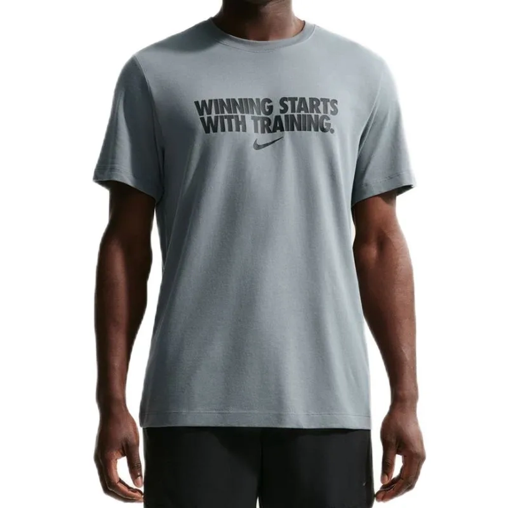 Мужская теннисная футболка Nike Dri-Fit Winning - smoke gray/black