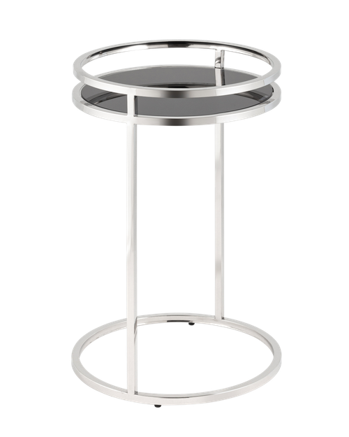 Журнальный столик Гестия 41*60см стекло черное сталь серебро