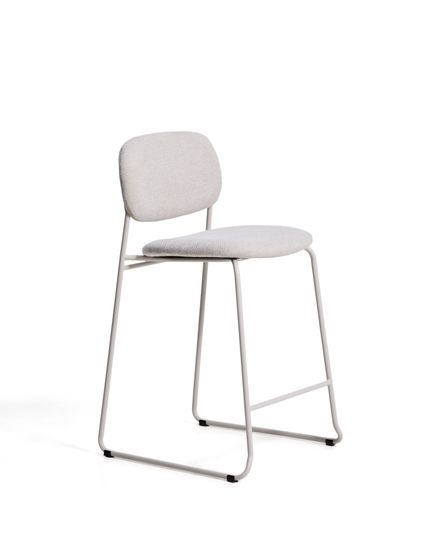 Полубарный стул Meli из бежевой синели с металлическими ножками, 65 см