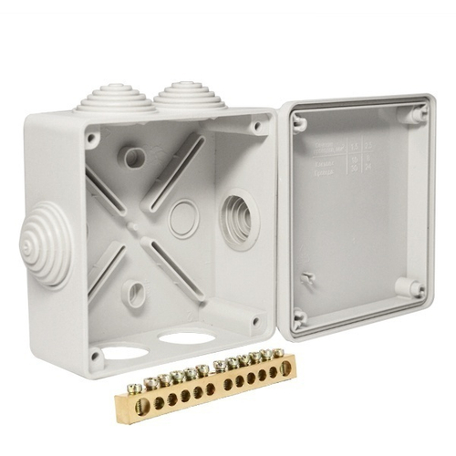 Коробка уравнивания потенциалов 100х100х50 мм ОП с шиной на 12 зажимов Промрукав 40-0300-У