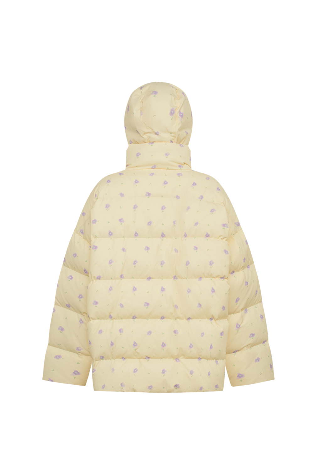 Пуховик с принтом цветочки (((Прямиком из детства))), лаванда