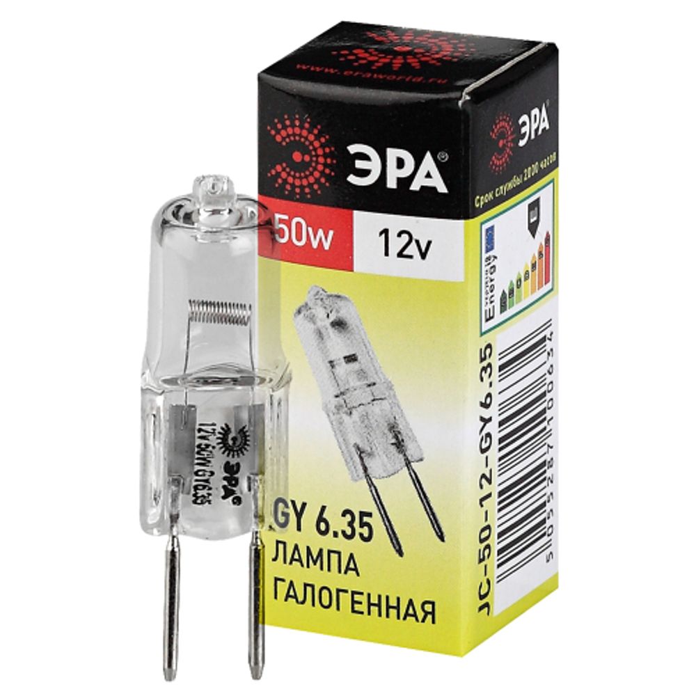 Лампа галогенная ЭРА JC-50W-12V-GY6.35 50Вт капсула теплый белый свет GY6.35 | Лампы галогенные Капсульные (G4, G9)