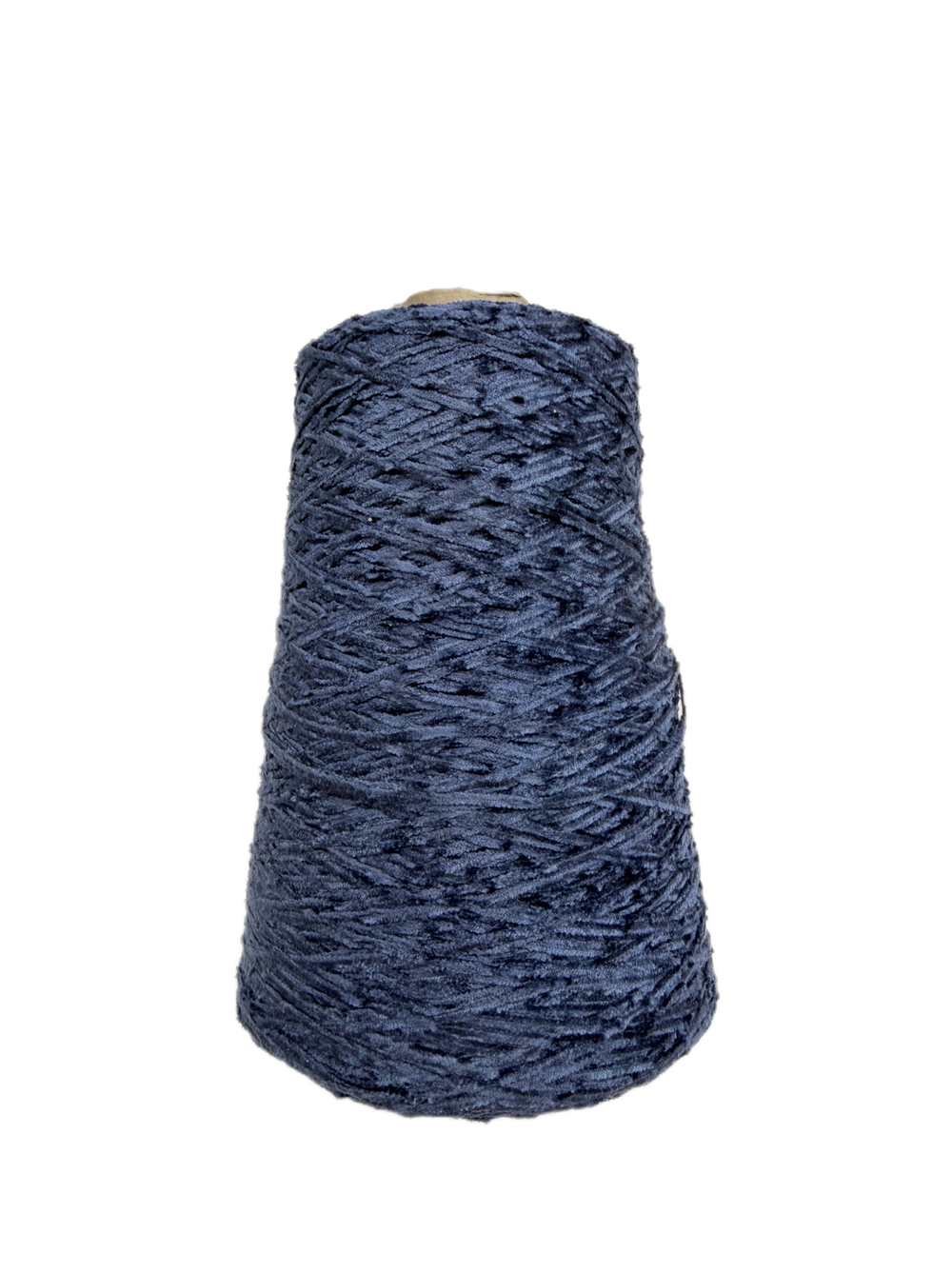 Пряжа на бобине 200г -100% натуральный шелк велюр (Италия) 100г-610м темно-синий