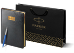 Подарочный набор: Шариковая ручка Parker Jotter Originals Blue Chrom CT, стержень: Mblue  и Ежедневник черный недатированный