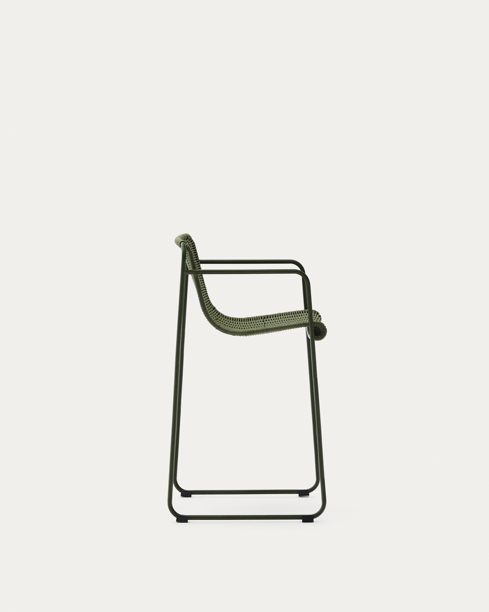 Полубарный стул Maurina из зелёной оцинкованной стали и зелёного шнура 64,5 см