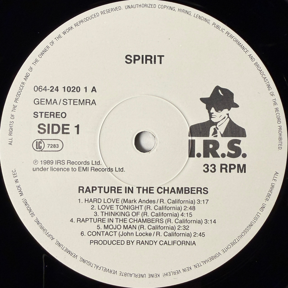 Spirit ‎– Rapture In The Chambers (Европа 1989г.) Т