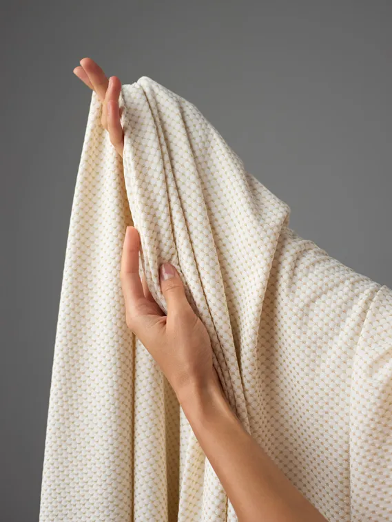 Микрофибра фактурная, жаккард, Турция, айвори/золото (мерный лоскут)