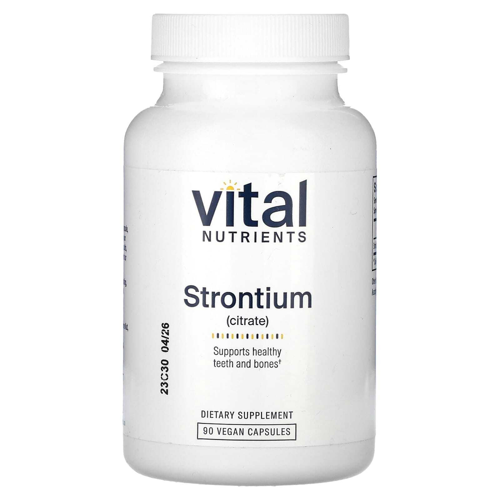 Vital Nutrients, Цитрат стронция, 90 веганских капсул (227 мг на капсулу)
