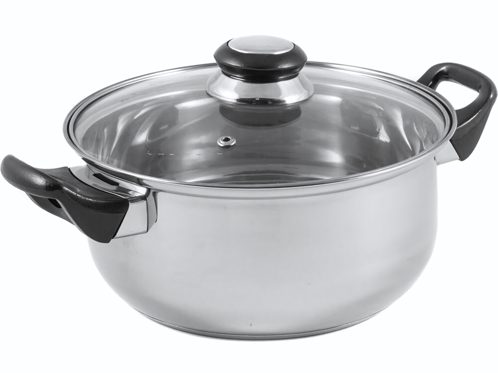 Кастрюля 2л нерж со стеклянной крышкой BAK-02