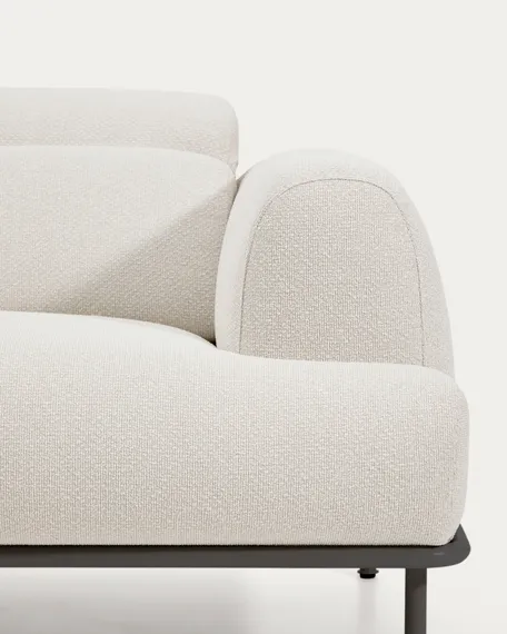 2-местный диван Aurum из шенилла цвета экрю и серого металла 210 см