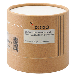 Свеча ароматическая Nutmeg Leather & Vanilla Tkano Edge бежевая 60ч