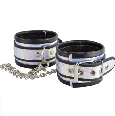 Наручники Sitabella перламутр черные кожа