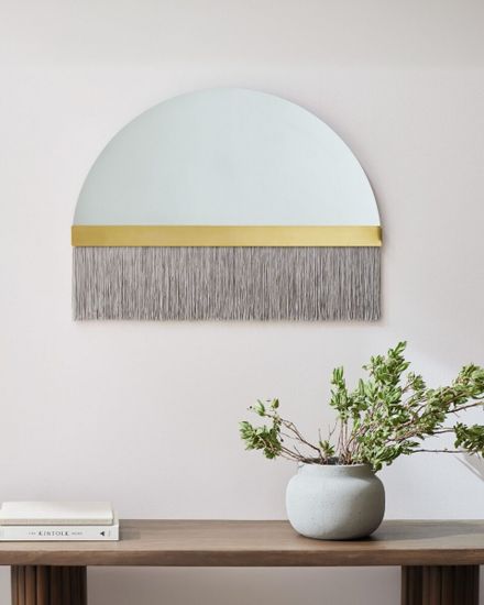 Декоративное зеркало “Арья” с серой бахрамой