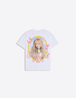 BERSHKA Футболка с короткими рукавами и принтом "Ханна Монтана", белый