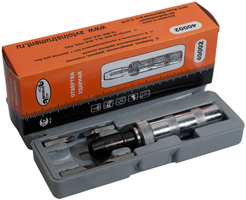 Отвертка ударная 6 насадок хромированная ручка