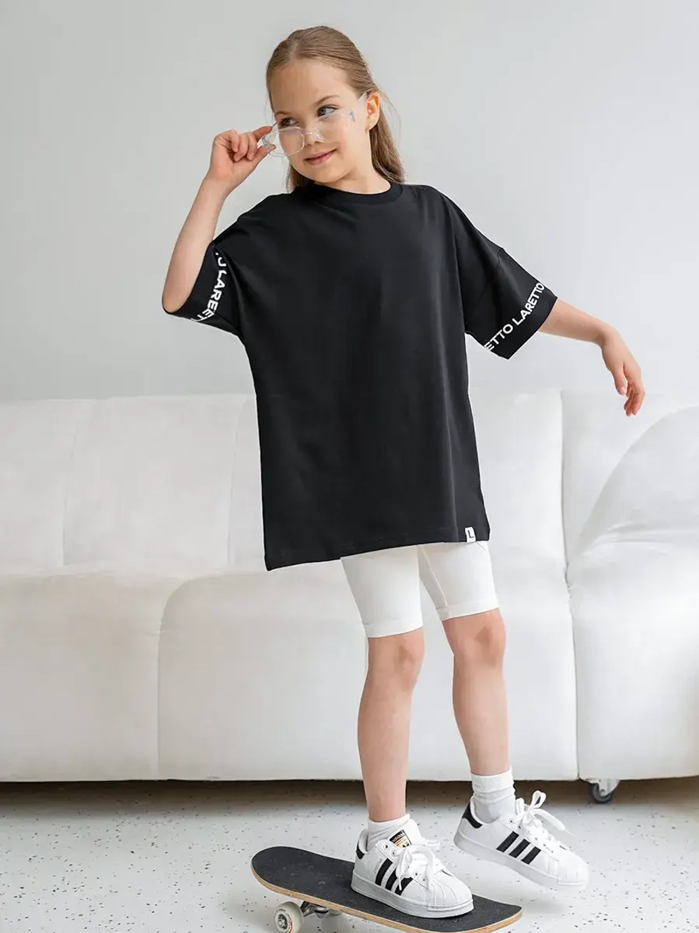 Летний костюм для девочки с велосипедками