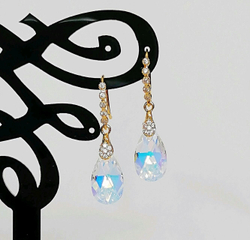 Серьги капли с австрийскими кристаллами на выпускной