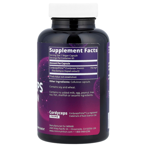 MRM Nutrition, кордицепс, штамм CS-4, 60 веганских капсул (750 мг в 1 капсуле)