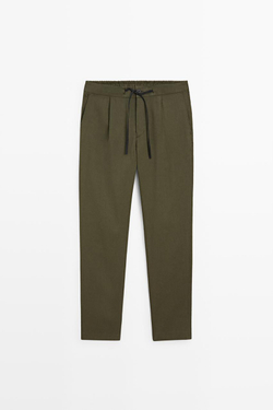 Massimo Dutti Брюки-джоггеры с вытачкам, зеленый