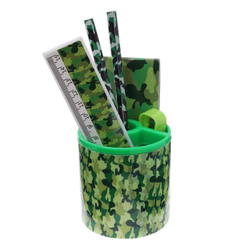 Набор настольный детский Миллитари(подставка+2 карандаша+линейка+точилка+ластик+блок 8лист)  5465243