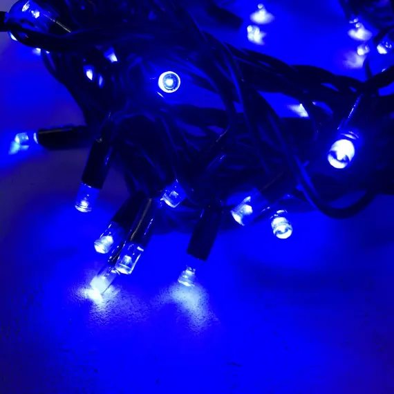 Гирлянда Нить 10 м., синих, 220В, 75 LED, Провод Черный Каучук, IP65, LTC (LL75-1-2B)