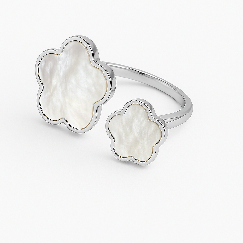 Кольцо Цветок двойной с перламутром