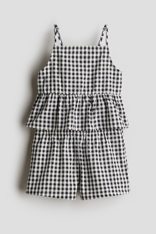 H&M Комплект из топа на бретелях и шортов, черный/белый