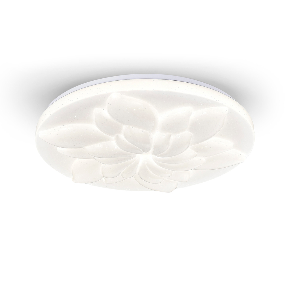 Потолочный светодиодный светильник 60Вт, 4820лм, 3000-6500K, Ra>80, плавная регулировка мощности, изменение цветовой температуры, пульт, металл/пластик, белый