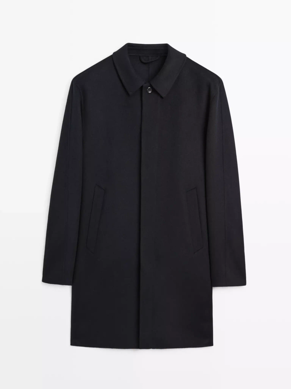 Massimo Dutti Короткое пальто из смесовой шерсти, темно-синий