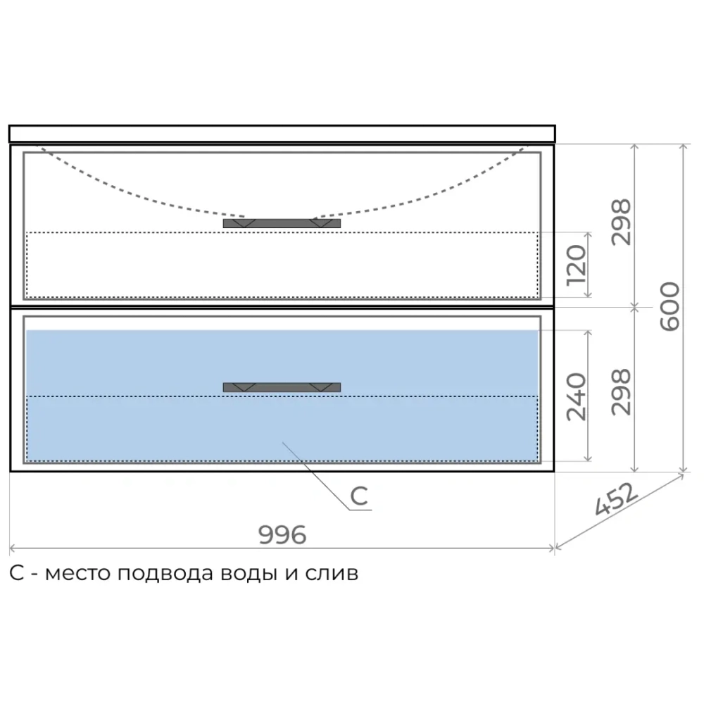 Тумба с раковиной для ванной Uperwood Foster 100 см, подвесная, черная