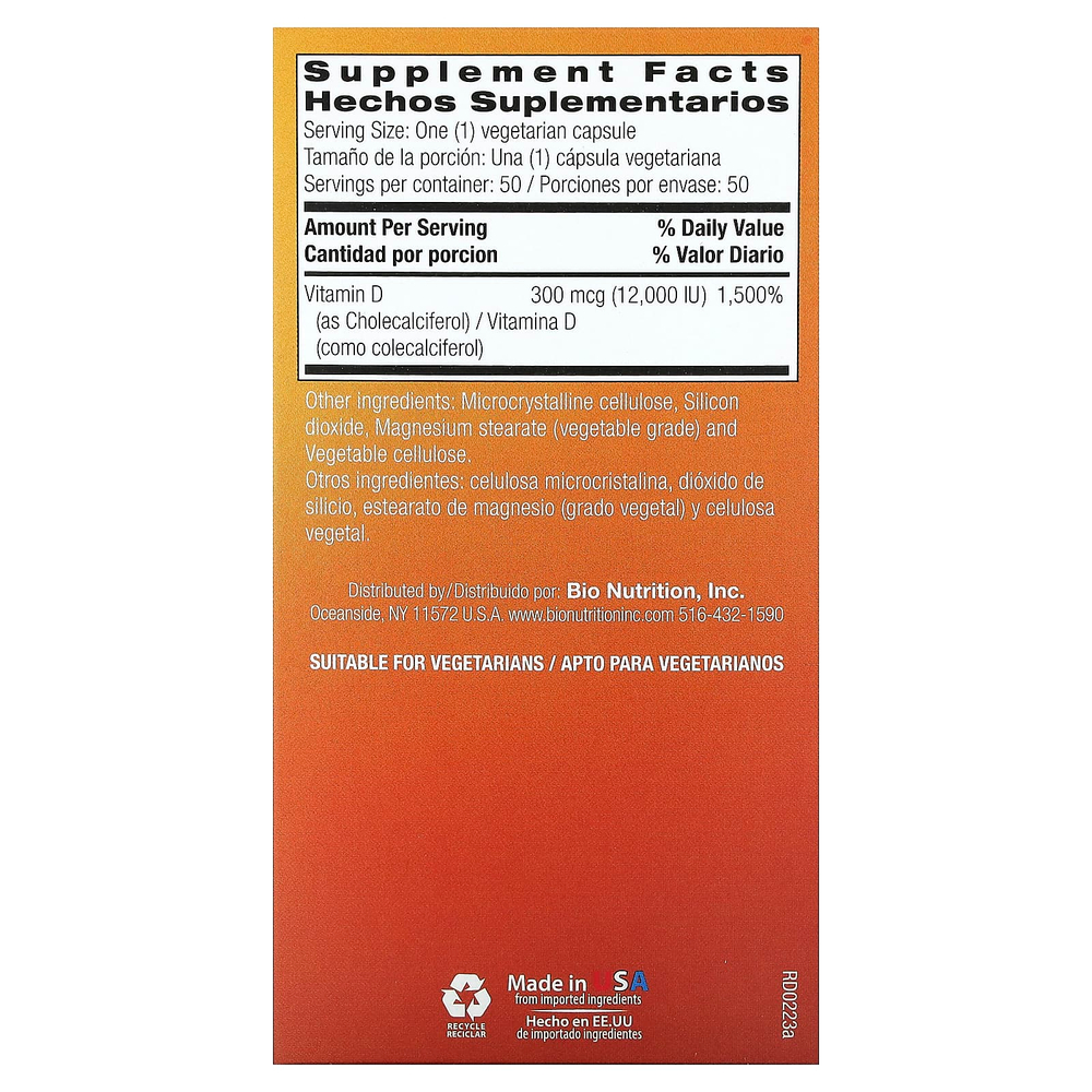 Bio Nutrition, D-3, 300 мкг, 50 вегетарианских капсул