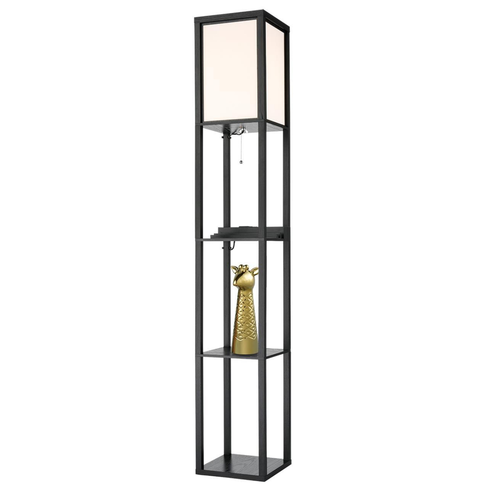 8093/1F COMFI LN25 361 черный/белый, дерево/текстиль Торшер Е27 1*60W 220V PRACTIC