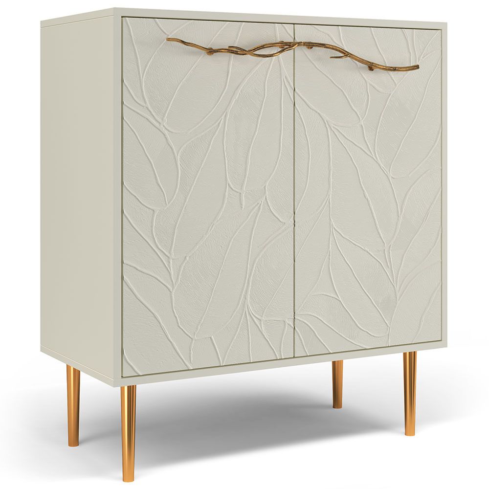 Комод Арт Колор leaves Стайл Голд с 2 полками Кремовый белый