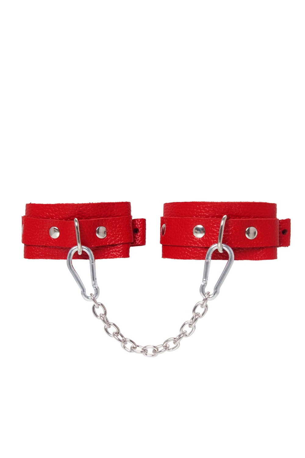 Красные кожаные узкие оковы со скруглёнными углами