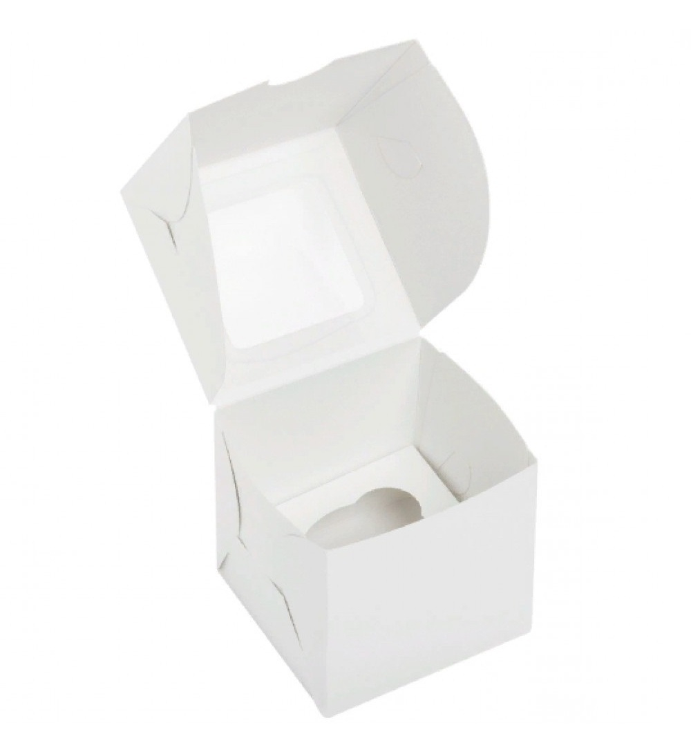 Коробка для капкейков 1 ячейка, белая с окном