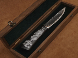 Якутский нож "Амга", сталь Х12МФ, рукоять черный мореный граб