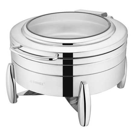 Мармит 6,8 л круглый с откидной крышкой и окном 36 см нерж.   SUNNEX
